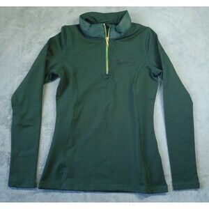 Freedmans Harness Mid Layer Zip Neck Jacket XS Green Logo Spellout Saddleseat
